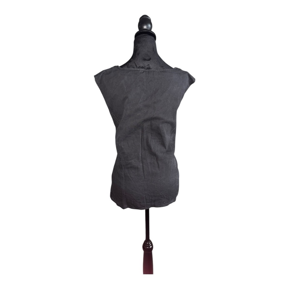 VTG 90s -Y2K denim vest with floral appliqué in black by Richard Simons size 4X - Picture 2 of 6